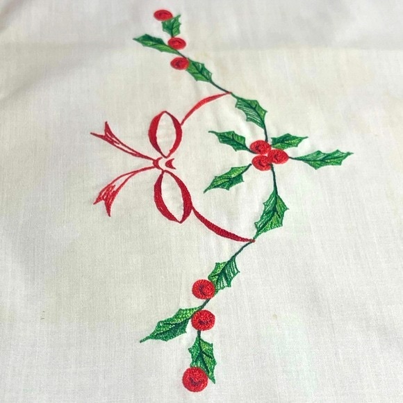 Embroidered Christmas Garland Mr&Mrs Claus Mouse Holly Hand Fingertip Towel Set - Picture 16 of 16